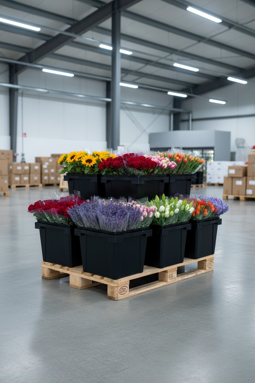 Procona buckets on pallet in warehouse